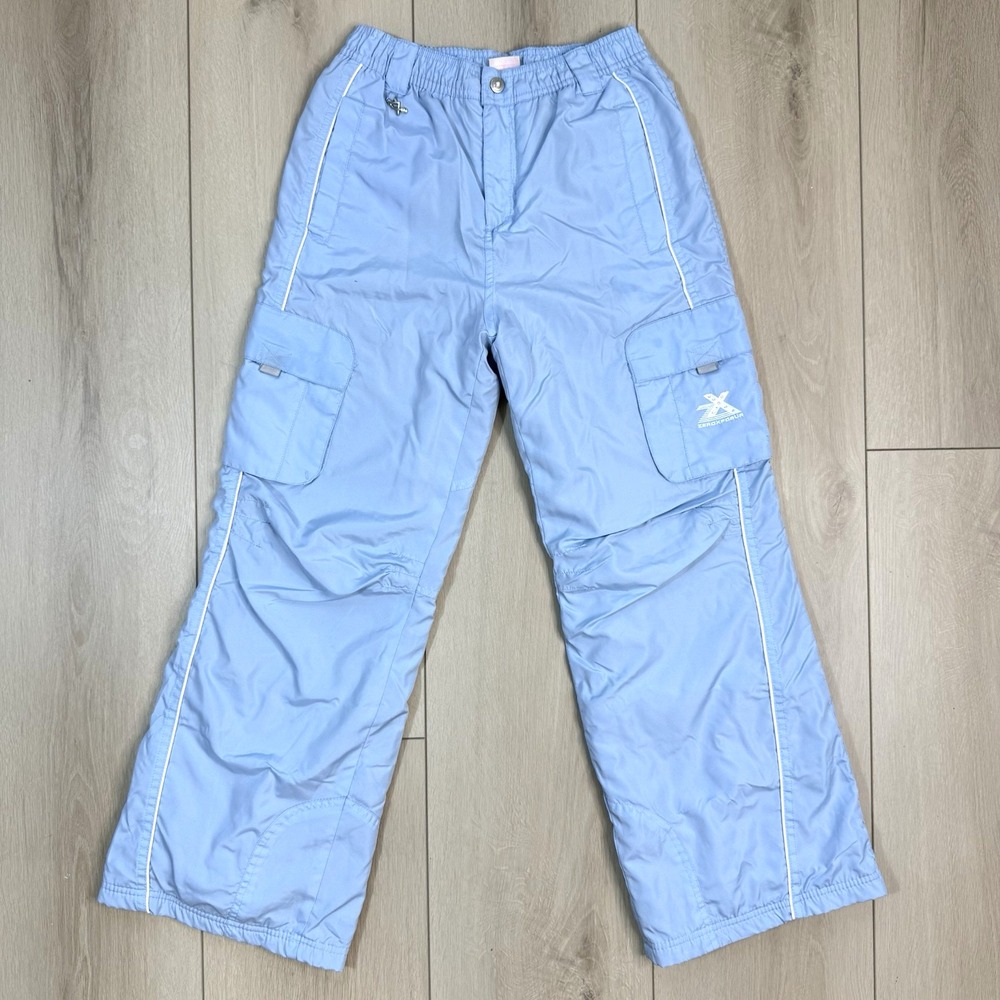 ZeroXposur Girls Snow Pants Youth L 14‎ Blue Fleece Lined Cargo Ski Winter READ